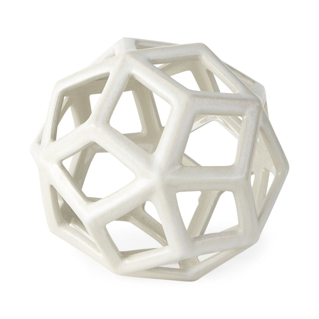 Geom Modern White Ceramic Geometric Object for Stylish Home Decor, Perfect Accent for Any Space