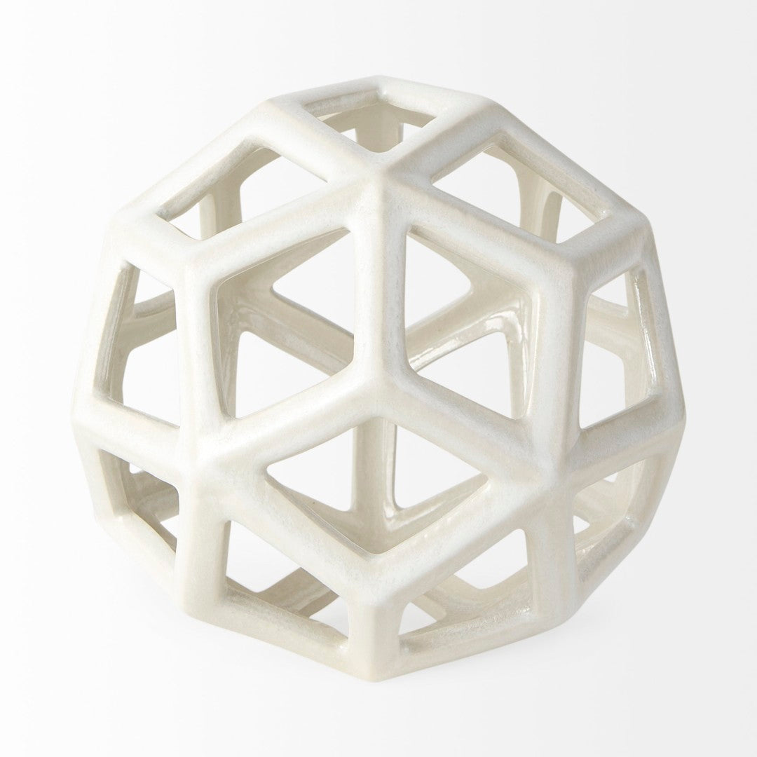 Geom Modern White Ceramic Geometric Object for Stylish Home Decor, Perfect Accent for Any Space