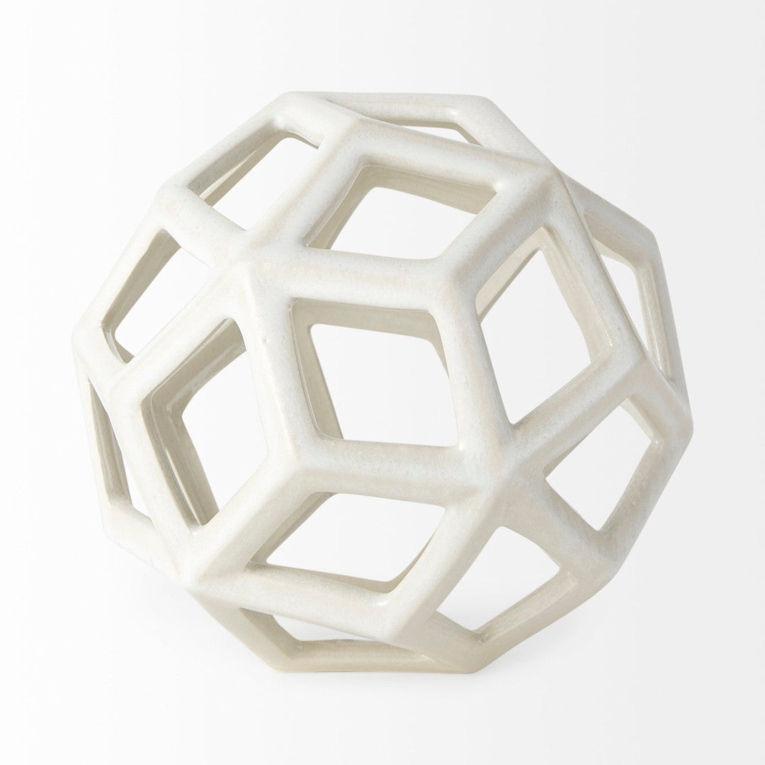 Geom Modern White Ceramic Geometric Object for Stylish Home Decor, Perfect Accent for Any Space