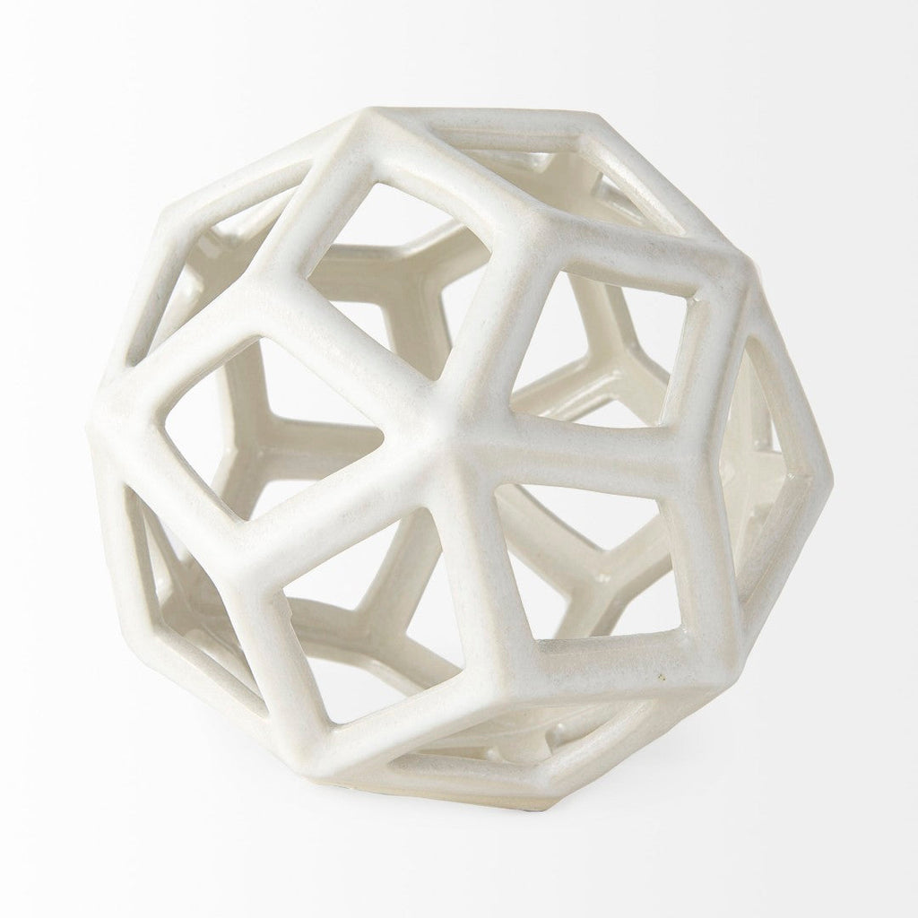 Geom Modern White Ceramic Geometric Object for Stylish Home Decor, Perfect Accent for Any Space