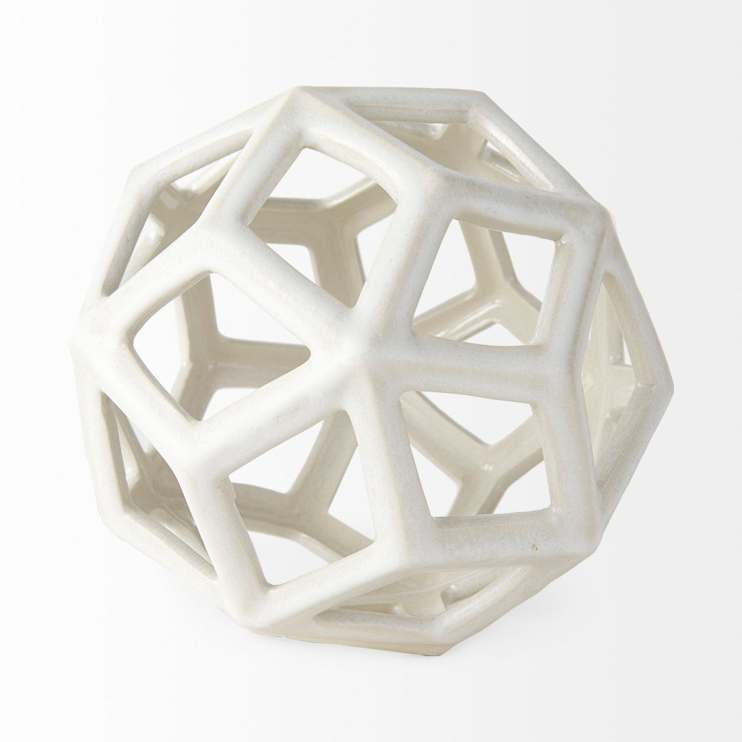 Geom Modern White Ceramic Geometric Object for Stylish Home Decor, Perfect Accent for Any Space