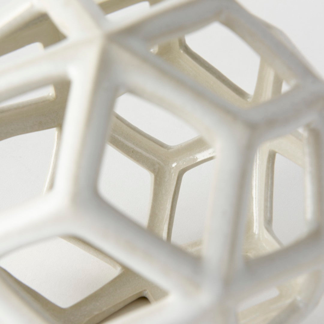 Geom Modern White Ceramic Geometric Object for Stylish Home Decor, Perfect Accent for Any Space