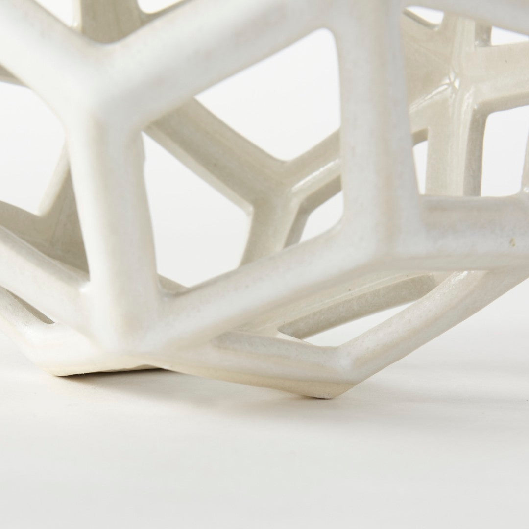 Geom Modern White Ceramic Geometric Object for Stylish Home Decor, Perfect Accent for Any Space