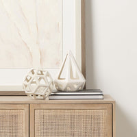 Geom Modern White Ceramic Geometric Object for Stylish Home Decor, Perfect Accent for Any Space