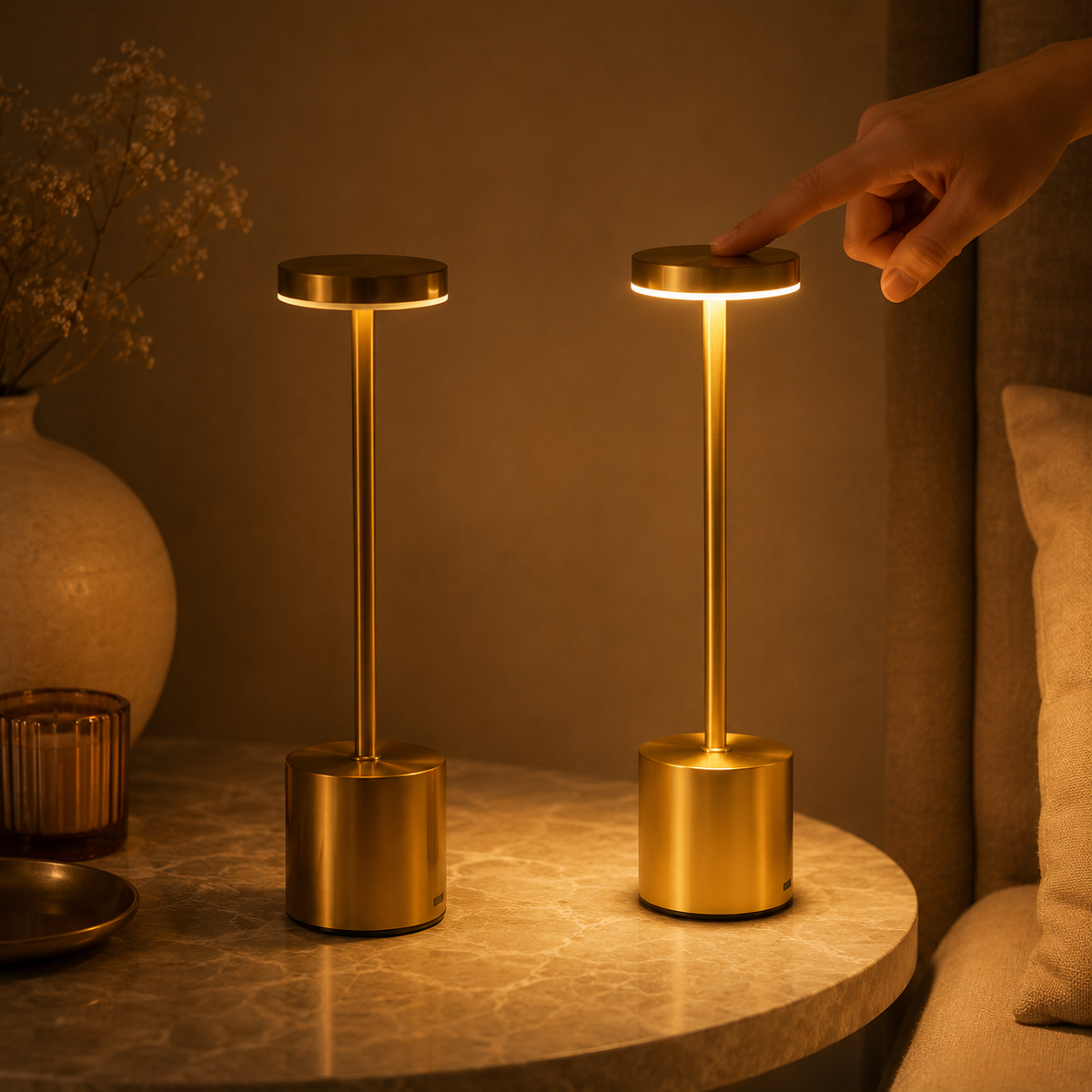 Cordless Metal Touch Table Lamp